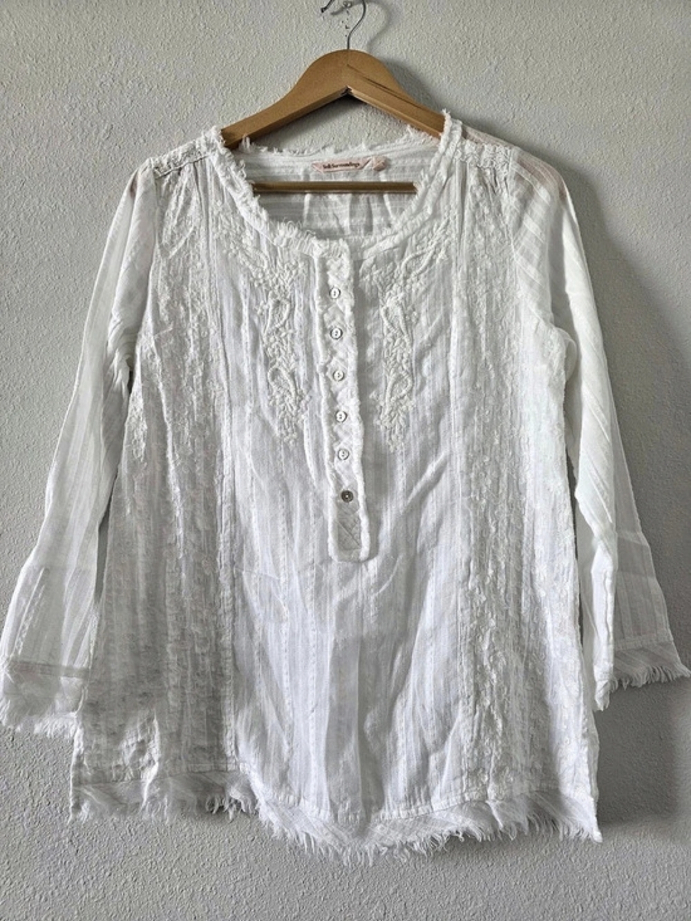 Soft Surroundings Embroidered Cotton Tunic in White Size Small